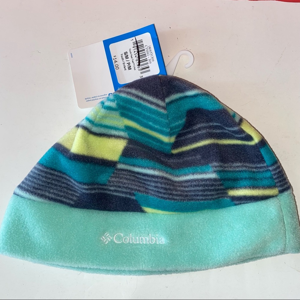 Columbia Youth Beanie S/M Fast Trek II fleece Beanie Hat youth striped NWT